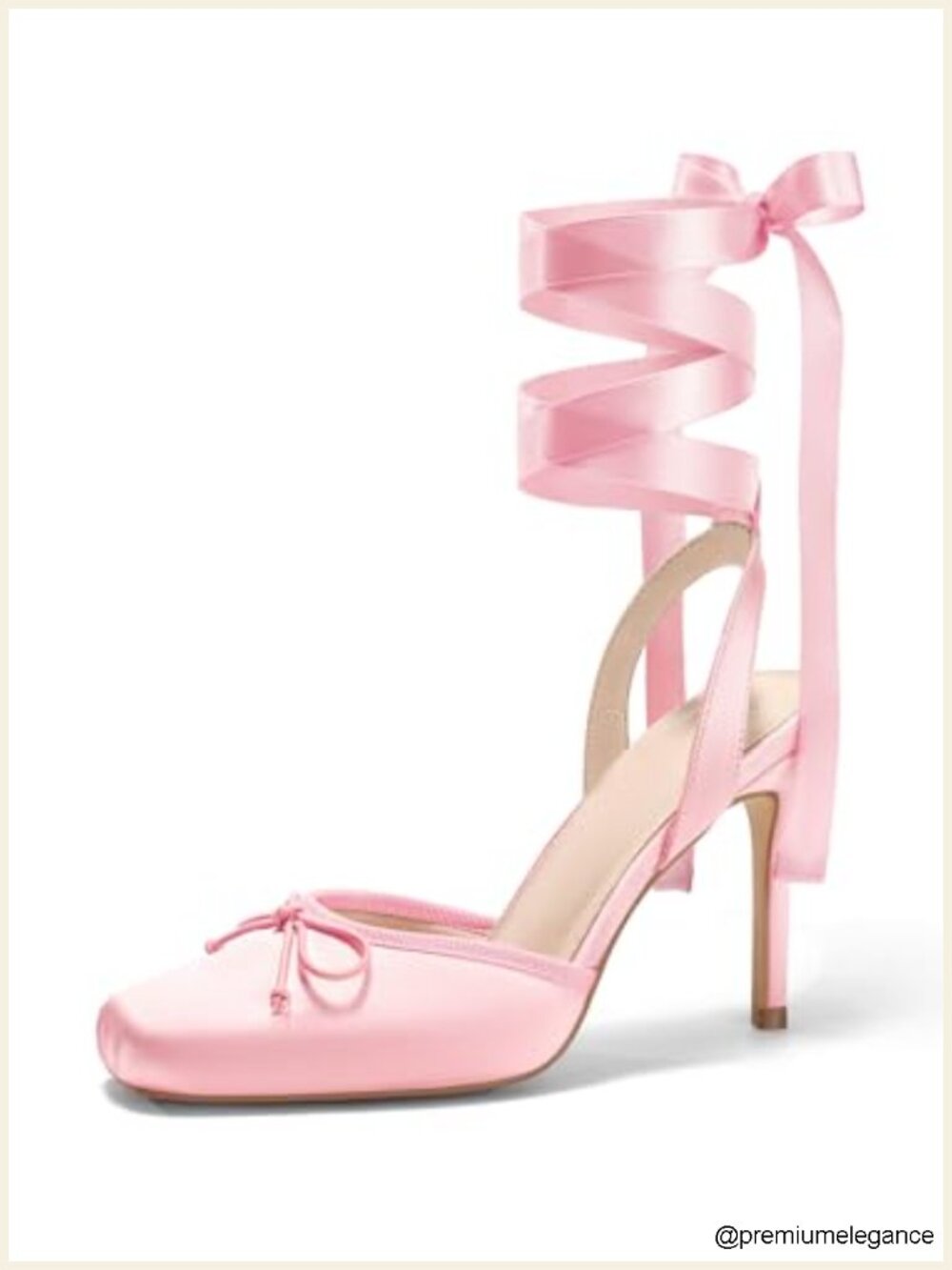Lace Up Bow Ballet Heels Satin Square Toe Stiletto Pumps Wedding Prom Shoes